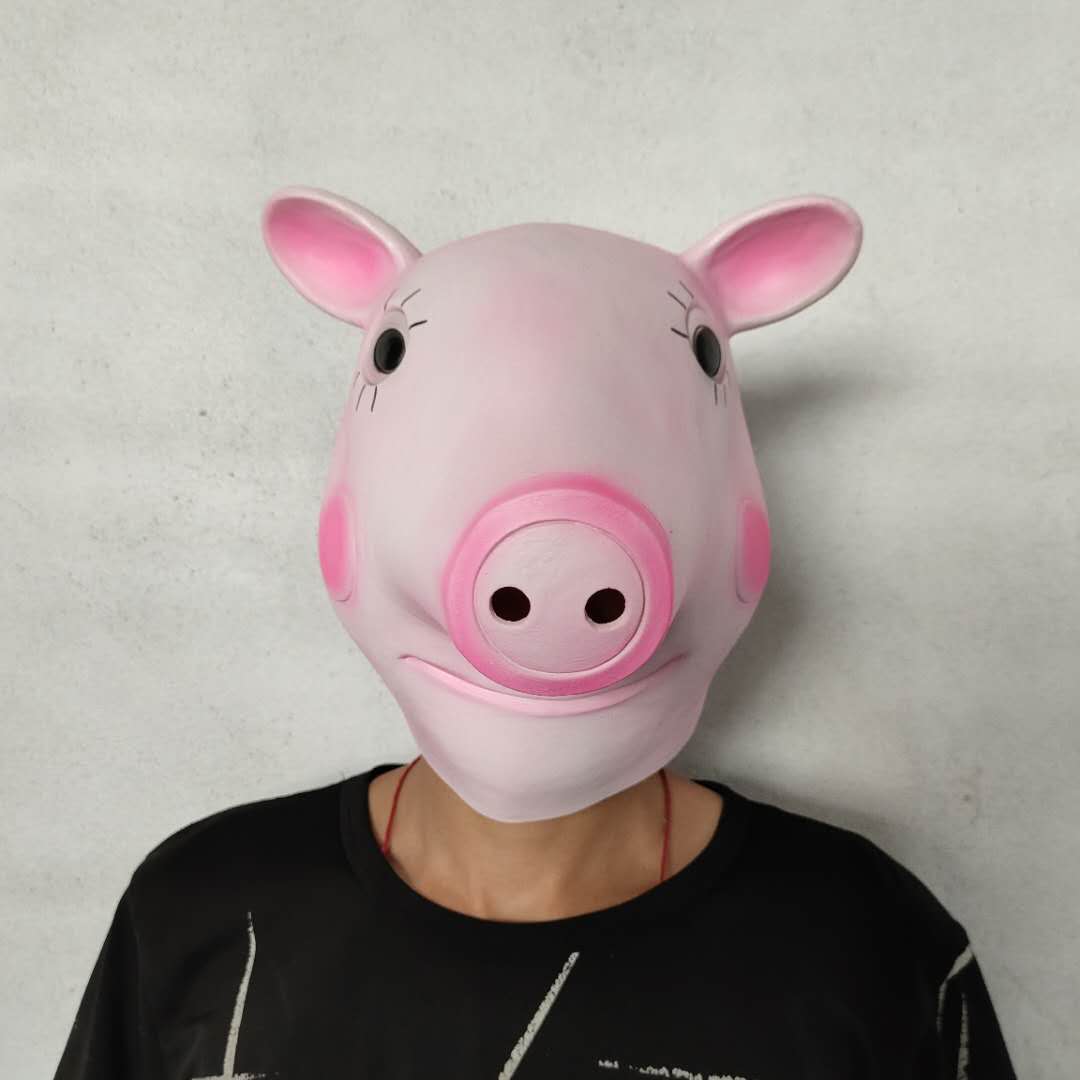 Masquerade Halloween Latex Pink Peppa Pig Mask Prank Party Cosplay Costume Props