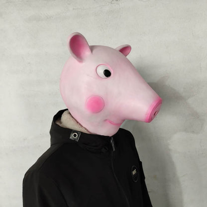 Masquerade Halloween Latex Pink Peppa Pig Mask Prank Party Cosplay Costume Props