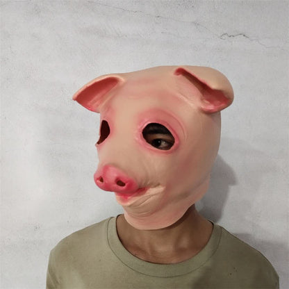 Die Schweinemaske mit den großen Augen aus Latex, Halloween-Vollkopf-Party-Requisiten