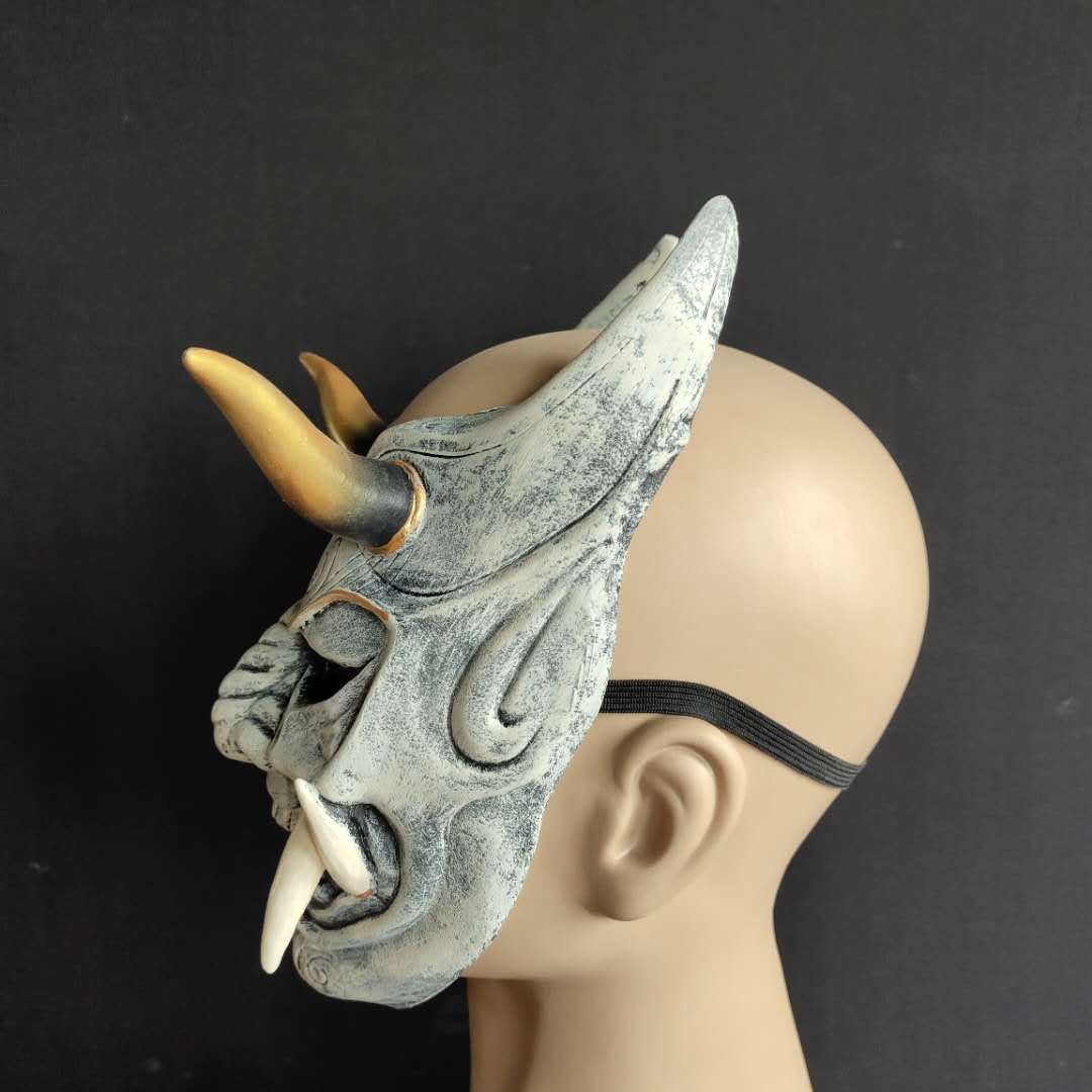 Red Prajna cosplay face mask Japanese Demon Samurai Halloween ball Performance Props