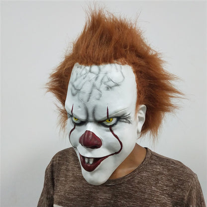 Clown Latex Mask with Brown Hair