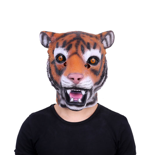 Tiger Animal Head Latex Mask Movie Fancy Dress Props