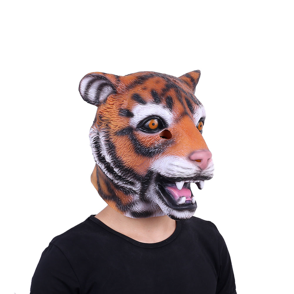 Tiger Animal Head Latex Mask Movie Fancy Dress Props