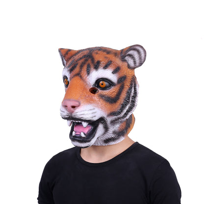 Tiger Animal Head Latex Mask Movie Fancy Dress Props