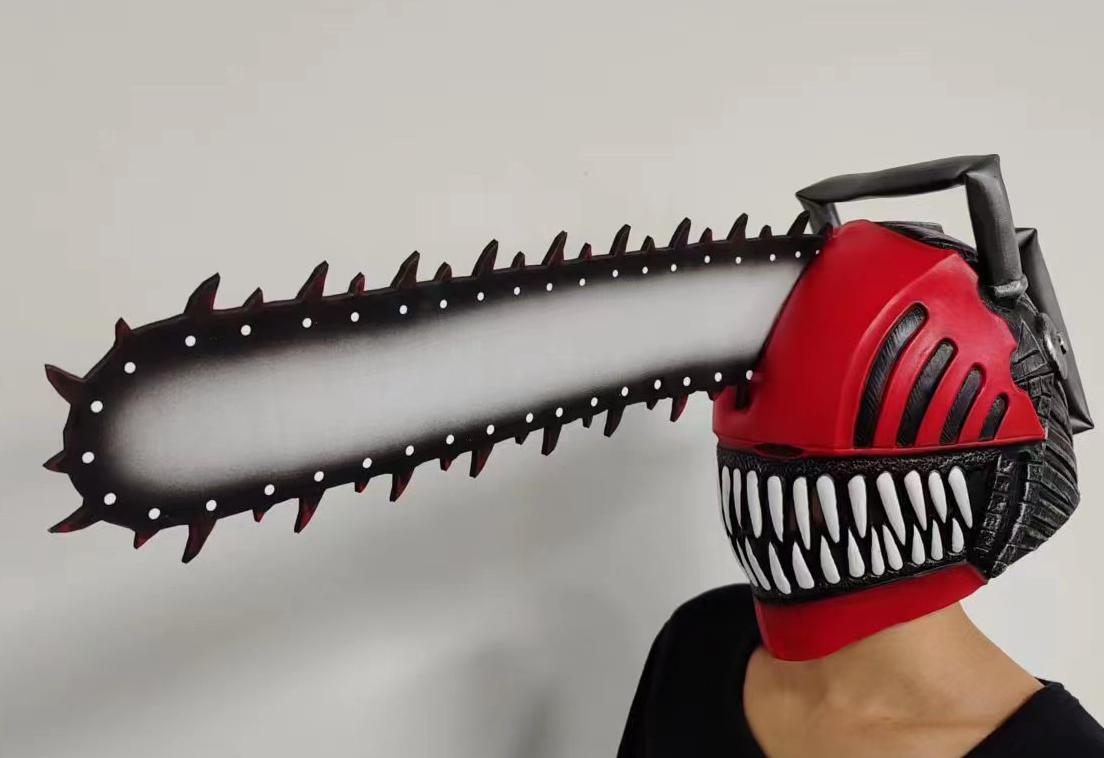 Mascarade Halloween effrayant tronçonneuse homme tête complète masque en latex
