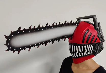 Mascarade Halloween effrayant tronçonneuse homme tête complète masque en latex