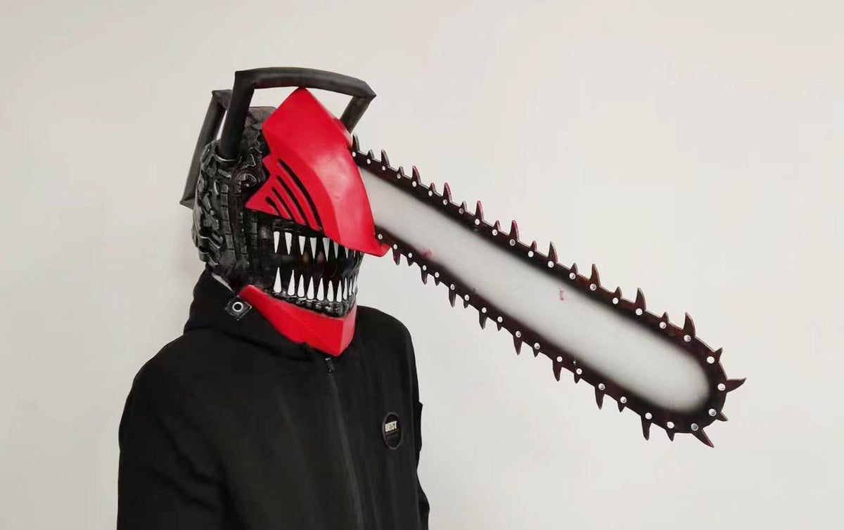 Mascarade Halloween effrayant tronçonneuse homme tête complète masque en latex