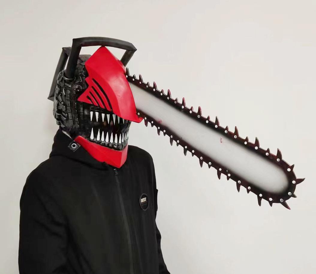 Mascarade Halloween effrayant tronçonneuse homme tête complète masque en latex