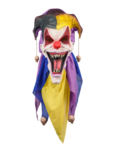 Scary Evil Jester Clown Full Head Latex Mask with Color Hat Halloween Costume