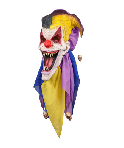 Scary Evil Jester Clown Full Head Latex Mask with Color Hat Halloween Costume