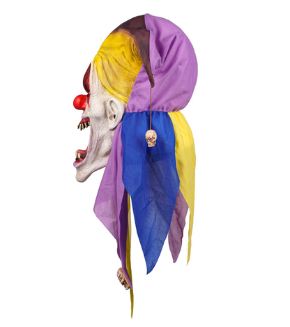 Scary Evil Jester Clown Full Head Latex Mask with Color Hat Halloween Costume