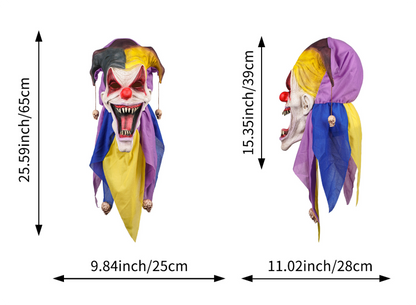 Scary Evil Jester Clown Full Head Latex Mask with Color Hat Halloween Costume
