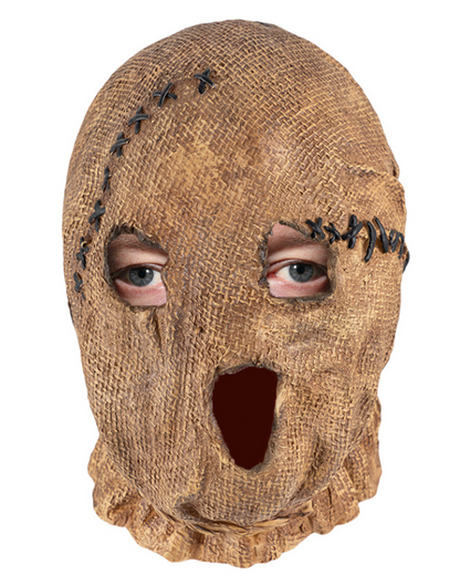 Creepy Burlap Sack Scarecrow Full Head Latex Mask Adult Halloween Fancy Dress