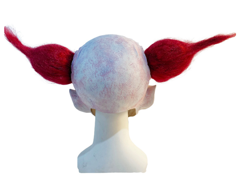 Scary Evil Clown Latex Full Head Mask with Red Hair Horror Creepy Clown Mask for Halloween Cosplay Costume Party