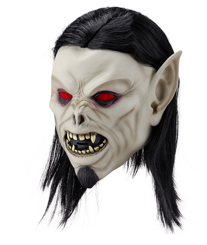 Horror Vampire Demon Mask with Long Black Hair Latex Full Head Halloween Cosplay Mask