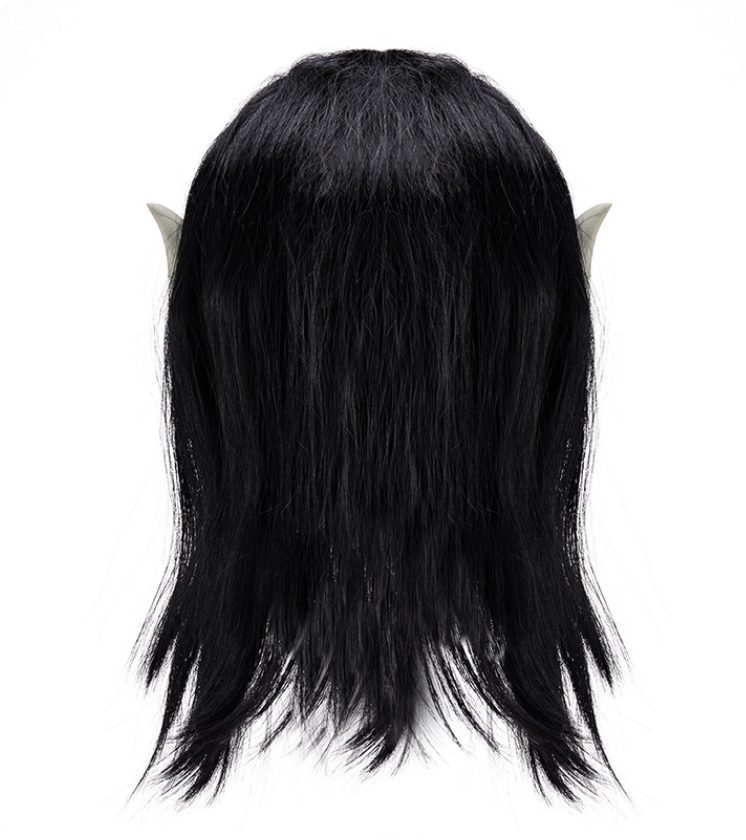 Horror Vampire Demon Mask with Long Black Hair Latex Full Head Halloween Cosplay Mask