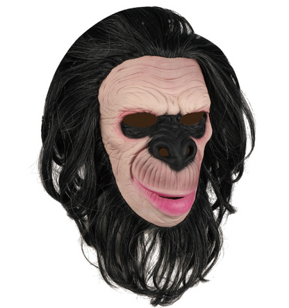 Realistic Chimpanzee Latex Mask Black Hair Monkey Full Head Mask for Halloween Cosplay