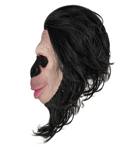 Realistic Chimpanzee Latex Mask Black Hair Monkey Full Head Mask for Halloween Cosplay