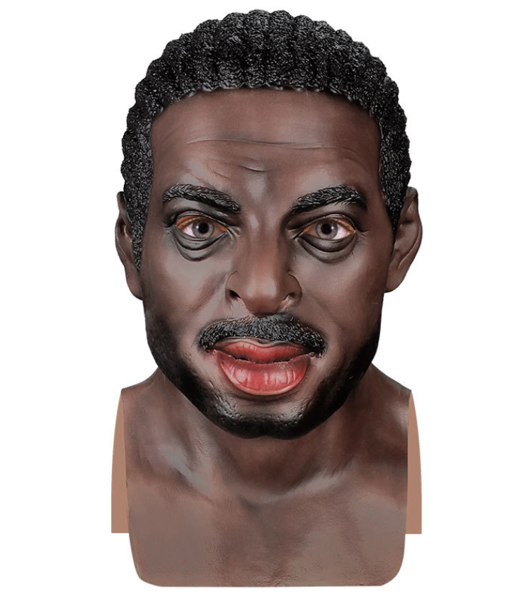 Realistic Black Man Latex Mask Full Head Male Mask  Human Face Disguise Mask for Halloween Cosplay