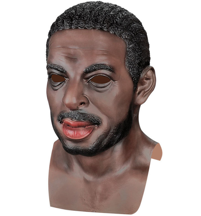 Realistic Black Man Latex Mask Full Head Male Mask  Human Face Disguise Mask for Halloween Cosplay