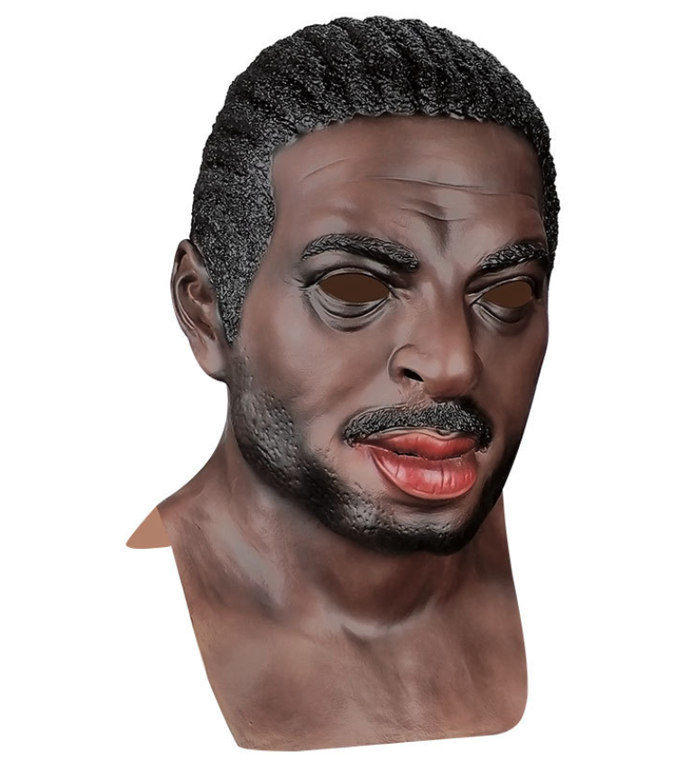 Realistic Black Man Latex Mask Full Head Male Mask  Human Face Disguise Mask for Halloween Cosplay