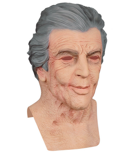Realistic Old Man Latex Mask, Full Head Elderly Male Mask with Fake Gray Hair Lifelike Wrinkled Human Face Disguise Mask for Halloween Cosplay