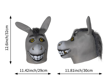 Donkey Mask Latex Full Head Mask Shrek Donkey Cosplay Halloween Fancy Dress Party Costume Prop