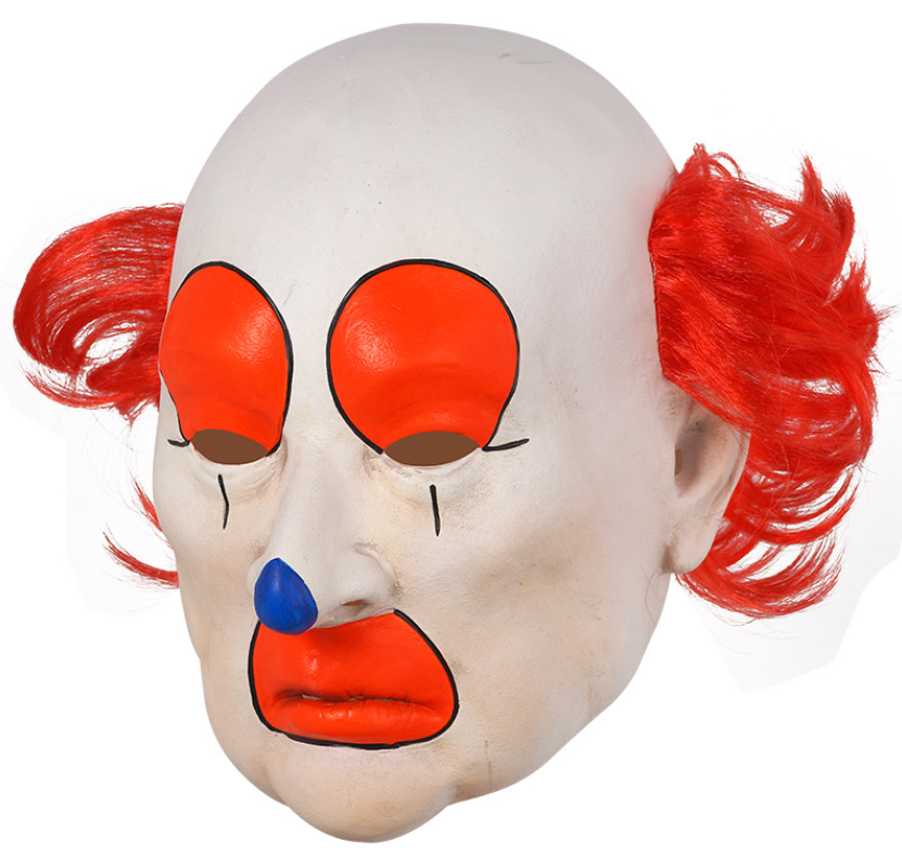 Scary Clown Latex Mask Full Head Bald Clown Mask with Red Hair Halloween Horror Fancy Dress Cosplay