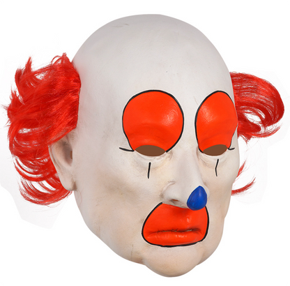 Scary Clown Latex Mask Full Head Bald Clown Mask with Red Hair Halloween Horror Fancy Dress Cosplay