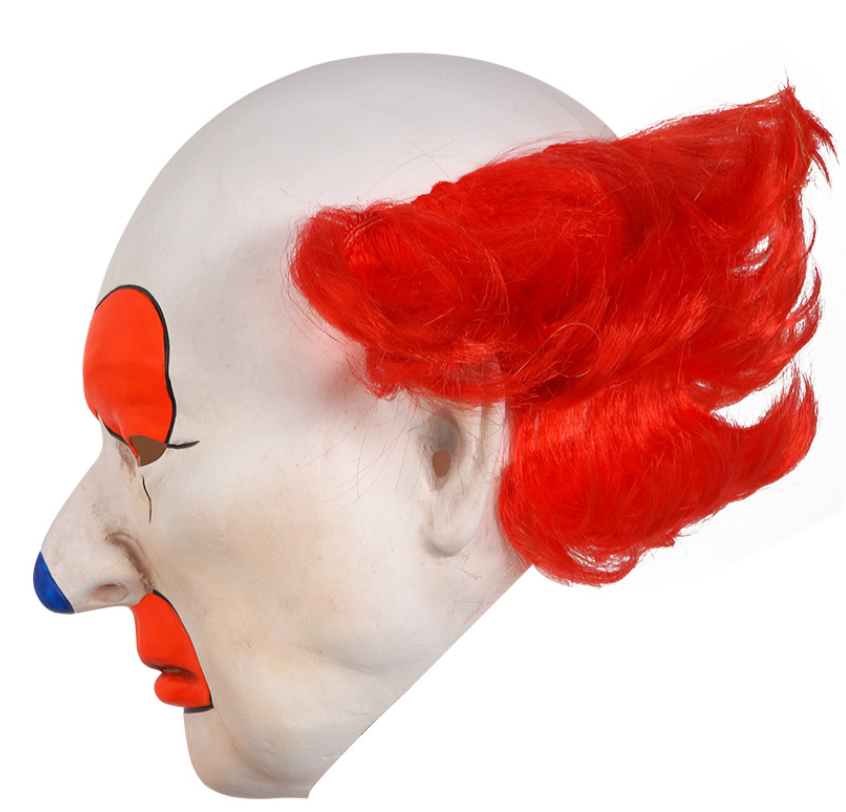 Scary Clown Latex Mask Full Head Bald Clown Mask with Red Hair Halloween Horror Fancy Dress Cosplay