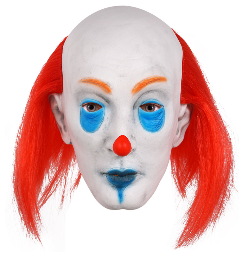 Classic Pennywise Clown Latex Mask Full Head Bald Clown Mask with Red Hair Halloween Horror Cosplay