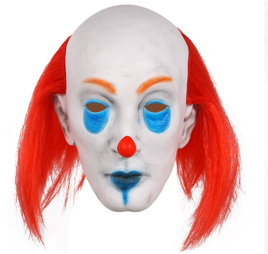 Classic Pennywise Clown Latex Mask Full Head Bald Clown Mask with Red Hair Halloween Horror Cosplay