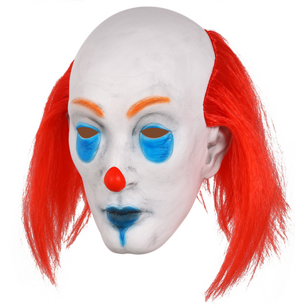 Classic Pennywise Clown Latex Mask Full Head Bald Clown Mask with Red Hair Halloween Horror Cosplay