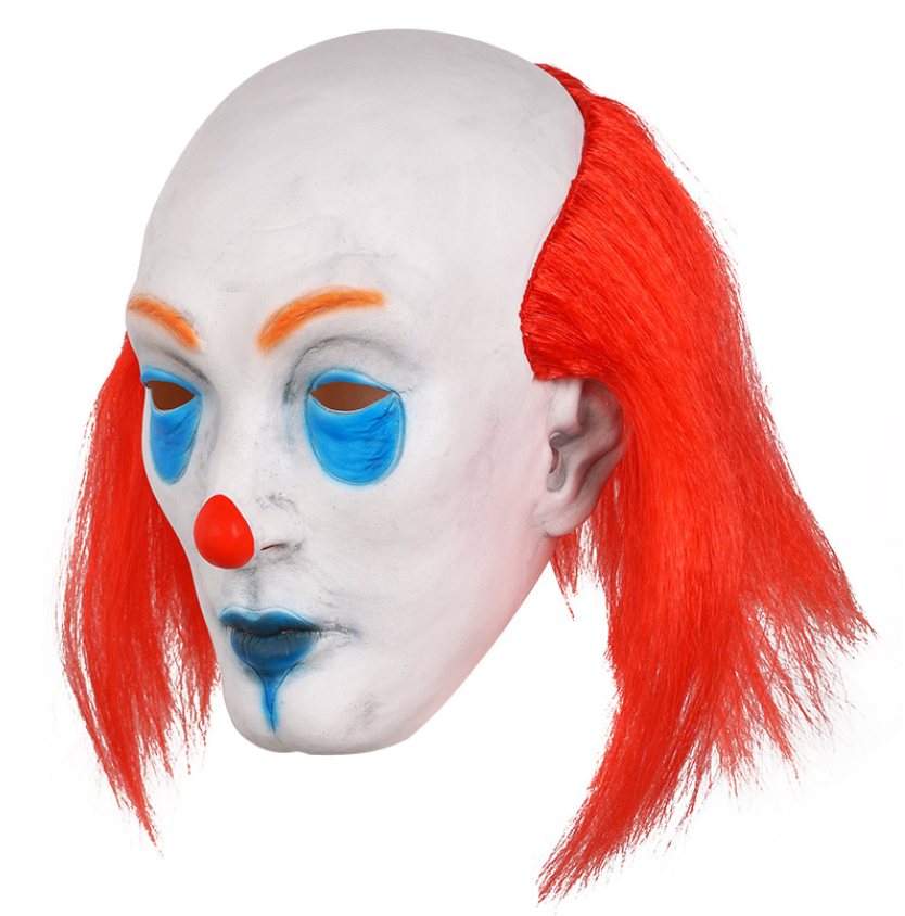 Classic Pennywise Clown Latex Mask Full Head Bald Clown Mask with Red Hair Halloween Horror Cosplay