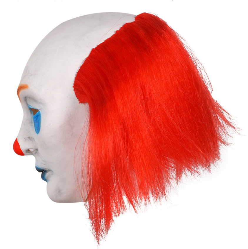 Classic Pennywise Clown Latex Mask Full Head Bald Clown Mask with Red Hair Halloween Horror Cosplay