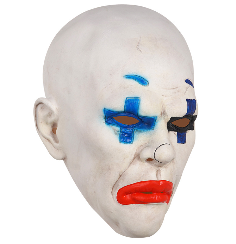 Bald Scary Clown Latex Full Head Mask Cross Eye Makeup Horror Mask Halloween Cosplay Costume