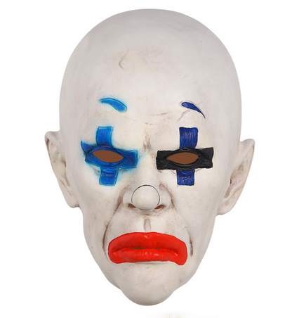 Bald Scary Clown Latex Full Head Mask Cross Eye Makeup Horror Mask Halloween Cosplay Costume