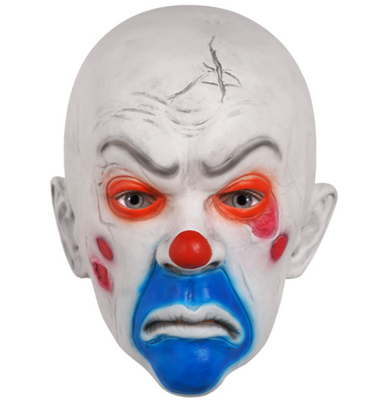 Bald Scary Clown Latex Full Head Mask Horror Frown Clown Halloween Cosplay Costume Prop