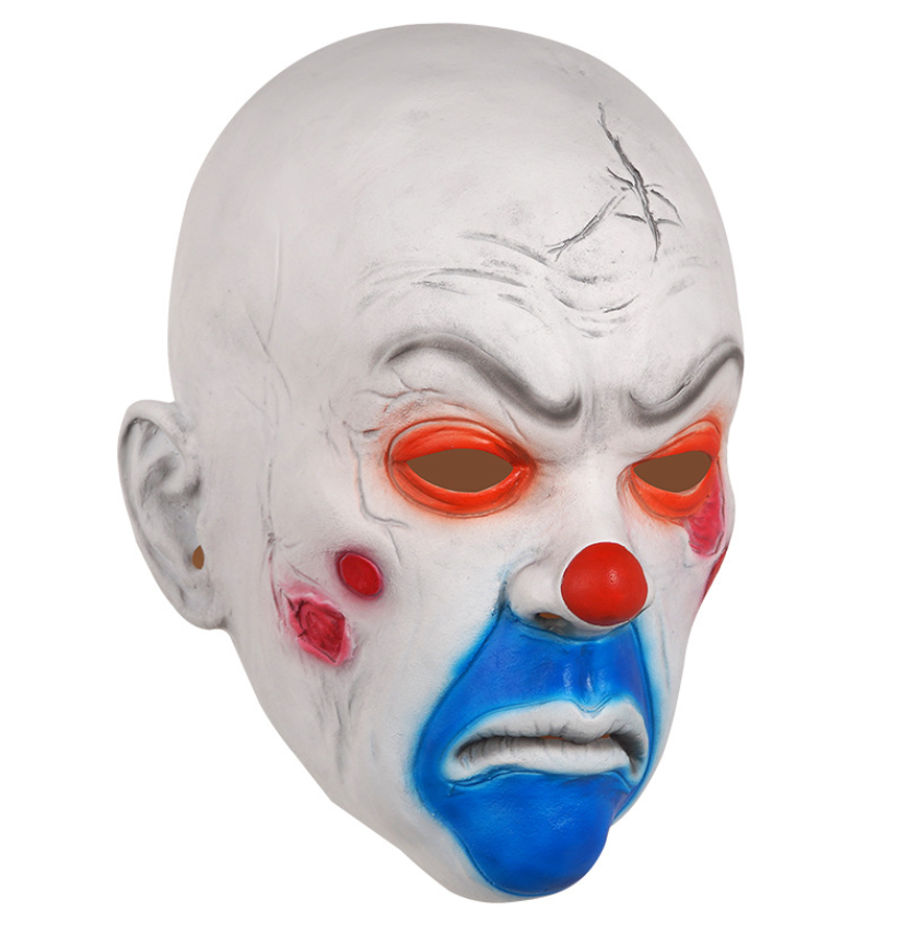 Bald Scary Clown Latex Full Head Mask Horror Frown Clown Halloween Cosplay Costume Prop