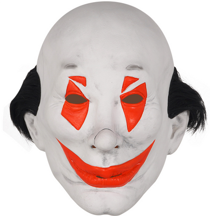 Scary Clown Latex Full Head Mask with Black Side Hair Horror Smiling Clown Halloween Cosplay Costume Prop