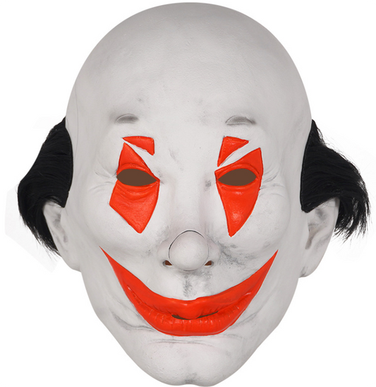 Scary Clown Latex Full Head Mask with Black Side Hair Horror Smiling Clown Halloween Cosplay Costume Prop