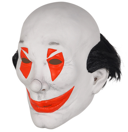 Scary Clown Latex Full Head Mask with Black Side Hair Horror Smiling Clown Halloween Cosplay Costume Prop