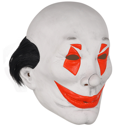 Scary Clown Latex Full Head Mask with Black Side Hair Horror Smiling Clown Halloween Cosplay Costume Prop