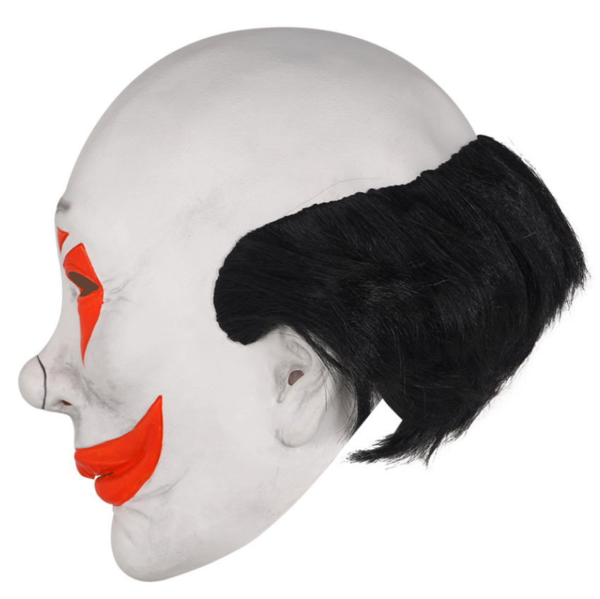 Scary Clown Latex Full Head Mask with Black Side Hair Horror Smiling Clown Halloween Cosplay Costume Prop