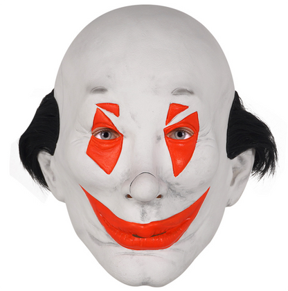 Scary Clown Latex Full Head Mask with Black Side Hair Horror Smiling Clown Halloween Cosplay Costume Prop