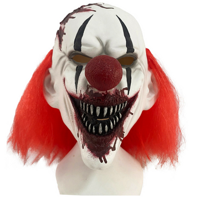 Scary Bloody Clown Latex Mask Red Hair Horror Full Head Mask for Halloween Cosplay Party