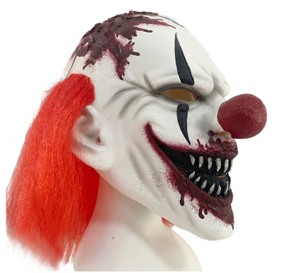 Scary Bloody Clown Latex Mask Red Hair Horror Full Head Mask for Halloween Cosplay Party