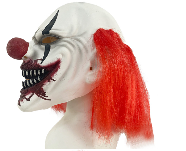 Scary Bloody Clown Latex Mask Red Hair Horror Full Head Mask for Halloween Cosplay Party
