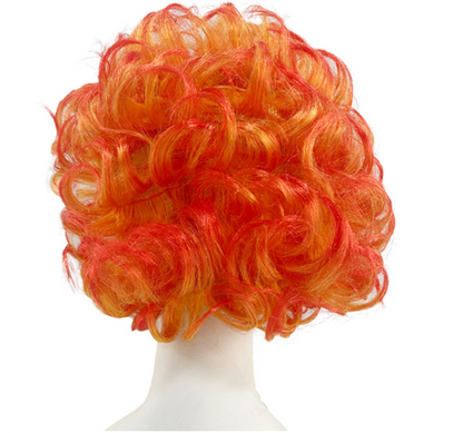 Scary Blood Tooth Clown Latex Mask Orange Curly Hair Horror Full Head Mask for Halloween Cosplay