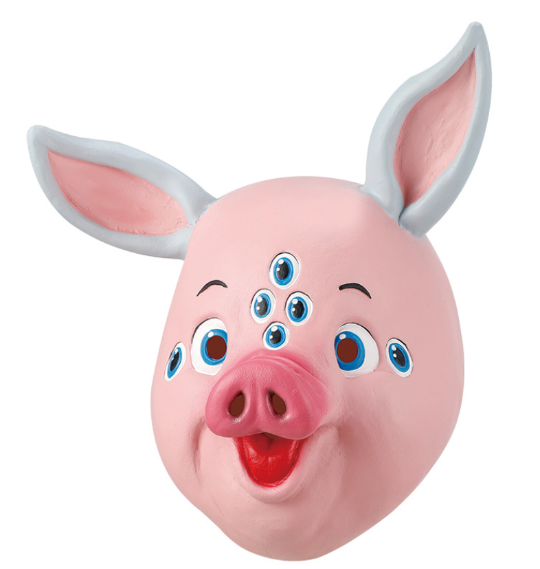 Multi Eyes Pig Latex Mask Weird Pink Pig Full Head Mask for Halloween Cosplay